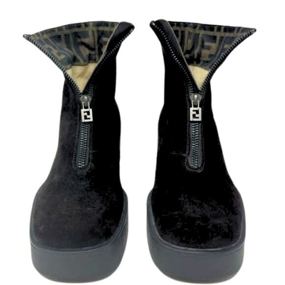 Fendi FF‎ Logo Zucca Brown Monogram Chunky Platform Brown Ankle Chelsea Boots - Picture 4 of 15